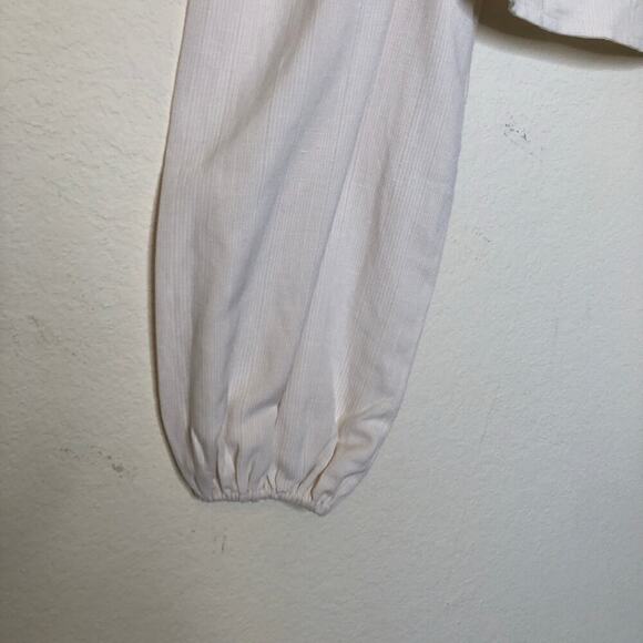 & Other Stories Puff Sleeve Fitted Cropped Top Smocked Back Ivory Milk Maid - Picture 7 of 12